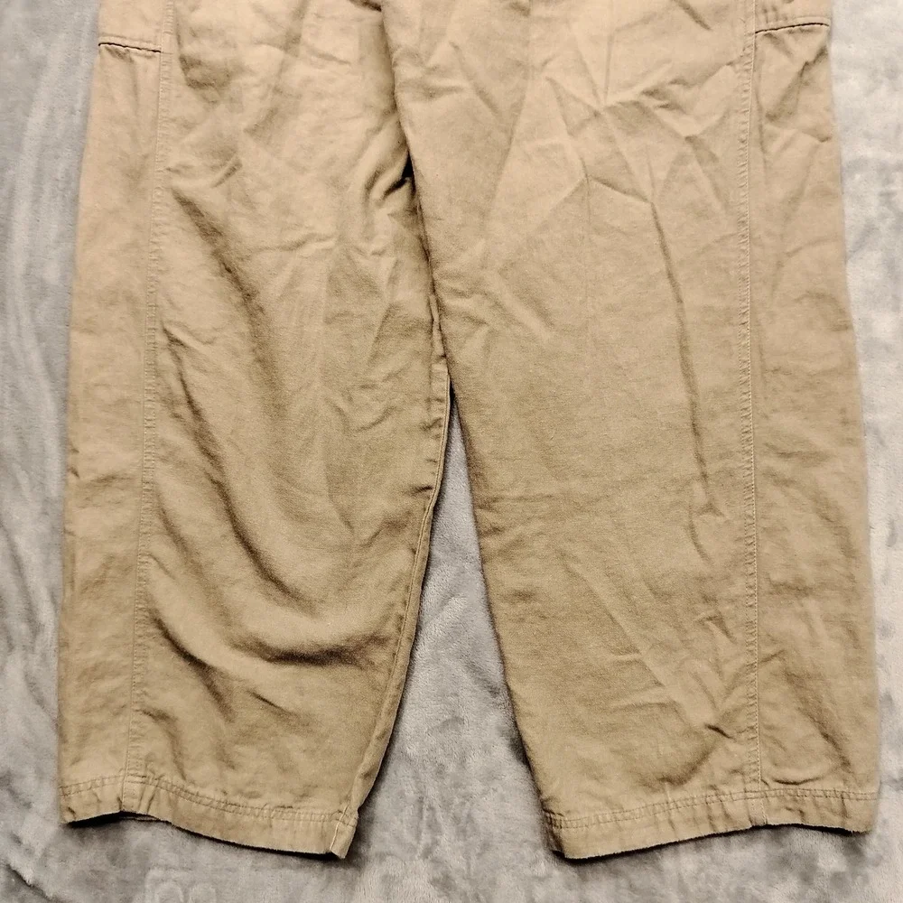 VTG La Cabana Pants Mens 38x28 Tan Cargo Casual Linen Blend Flat Front